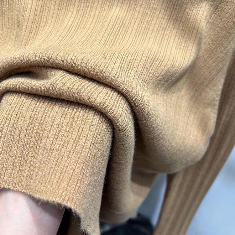 Women's Slim Fit Knit Long Sleeve Sweater Top with Half High Neck - 2023 Autumn/Winter Collection