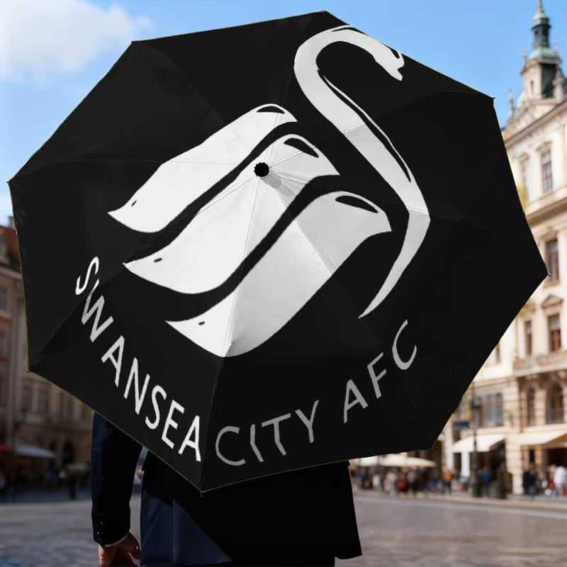 Swansea City Crest Automatic Folding Umbrella - 8-Rib Travel Umbrella with Auto Open/Close & Portable Gifts for Holidays or Birthdays