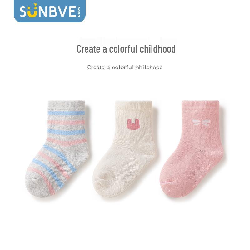 Children's Autumn/Winter Terry Cloth Mid-Calf Socks – Korean Style, Thick Cotton for Boys and Girls.