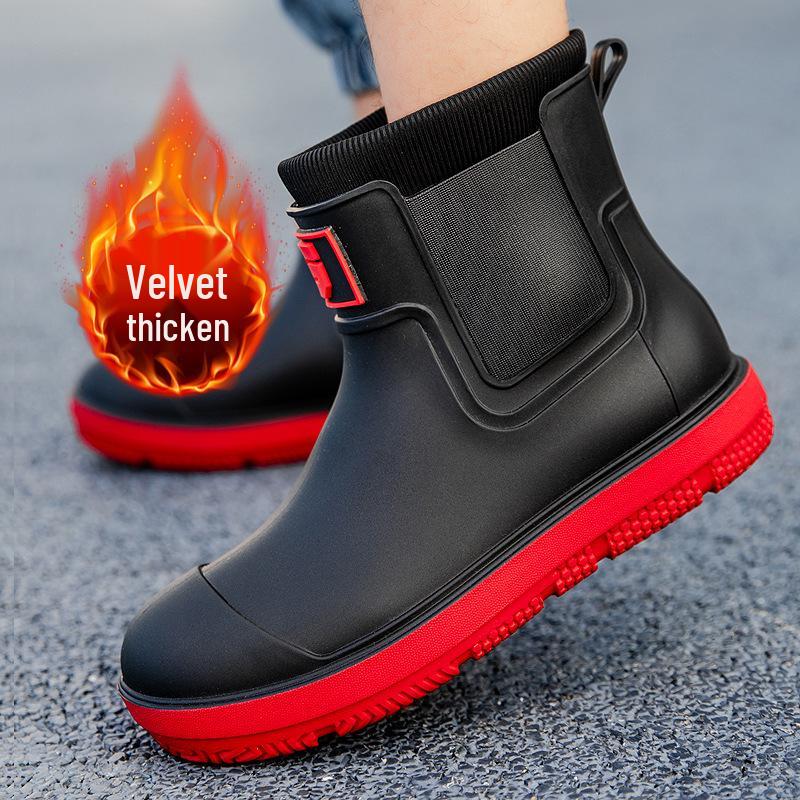 Herrenmode Rutschfeste Wasserdichte Kurze Regenstiefel für Küche und Arbeitssicherheit