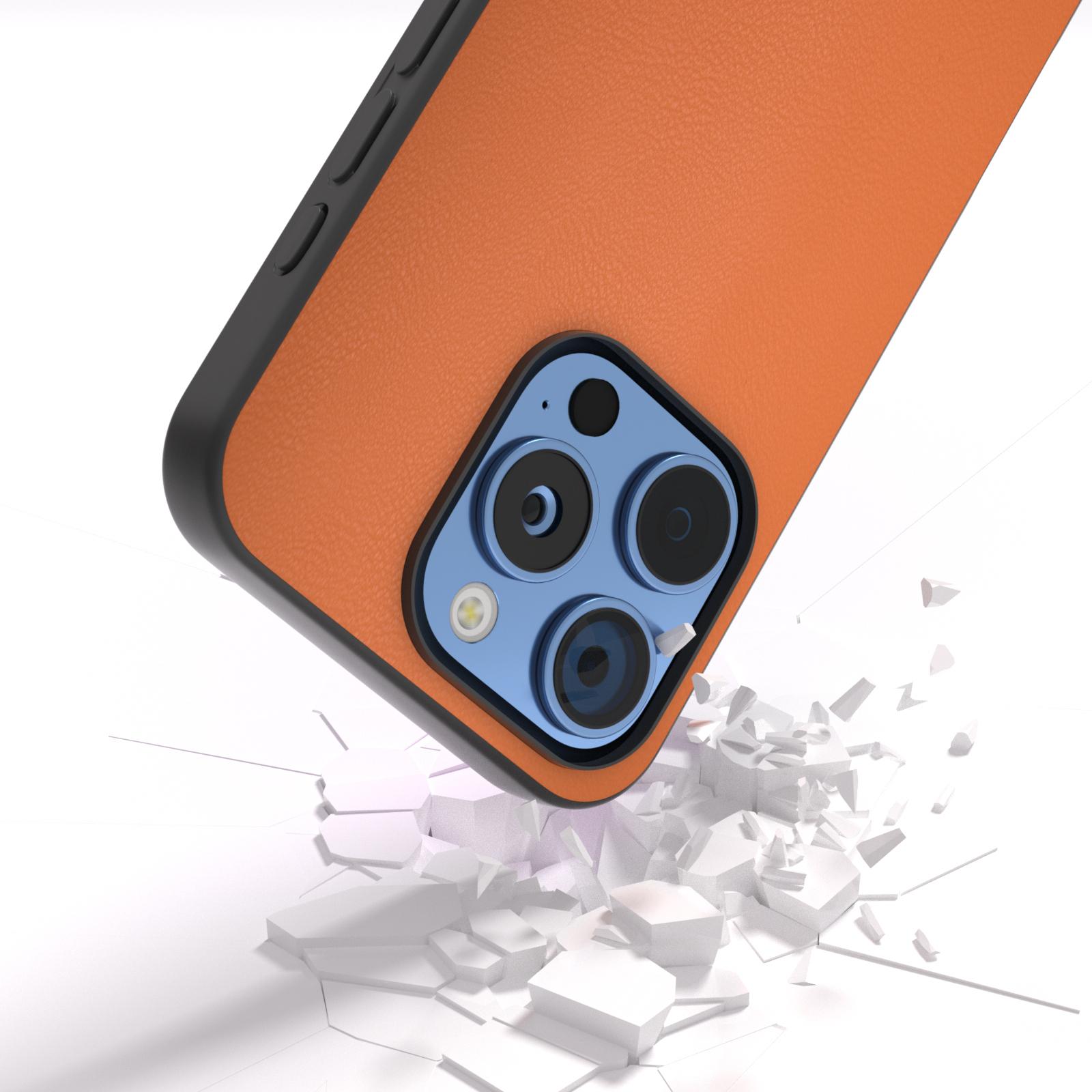 

For iPhone 16 Pro Max Case PU Leather Coated TPU+PC Hybrid Phone Cover Light Green