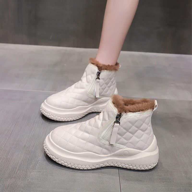 Korean version of snow boots for women to wear in autumn and winter 2025 new velvet thickened warm thick-soled versatile cotton boots cotton shoes