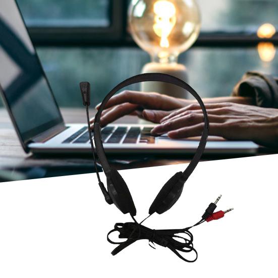 Wired Headphone Universal with Mic Plastic 3.5mm Over-ear Stereo Headset for Home