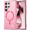 Suitable for Samsung S25ultra Antibacterial Mobile Phone Case S24uN52 Magnetic S23FE Starry Sky Flash Powder Transparent Protective Case