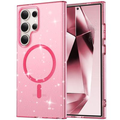 Vhodné pro Samsung S25ultra Antibakteriální pouzdro na mobilní telefon S24uN52 Magnetické S23FE Hvězdné nebe Třpytivý prášek Průhledné ochranné pouzdro