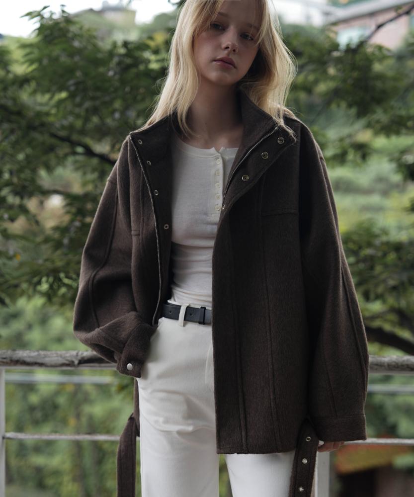 Deheve Belted Wool Half Jacket [Brown]