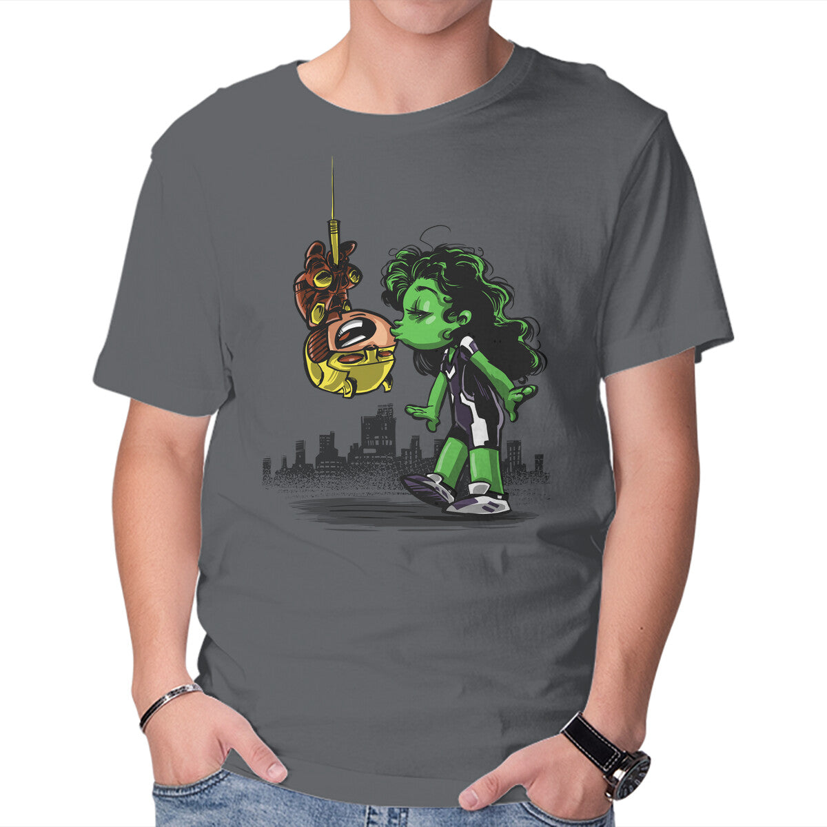 Unisex Crew Neck T-Shirt Spidey Style Kiss Graphic Short Sleeve Casual Tee XXXXL