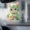 Cat Hanging Ornament Car Rearview Mirror Pendant with Lanyard Easy To Hang Animal-Shaped Christmas Tree