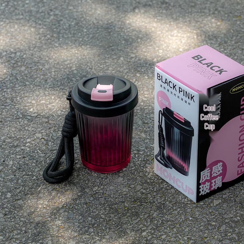MOM Sweet Cool Black Pink Glass Drinking Cup