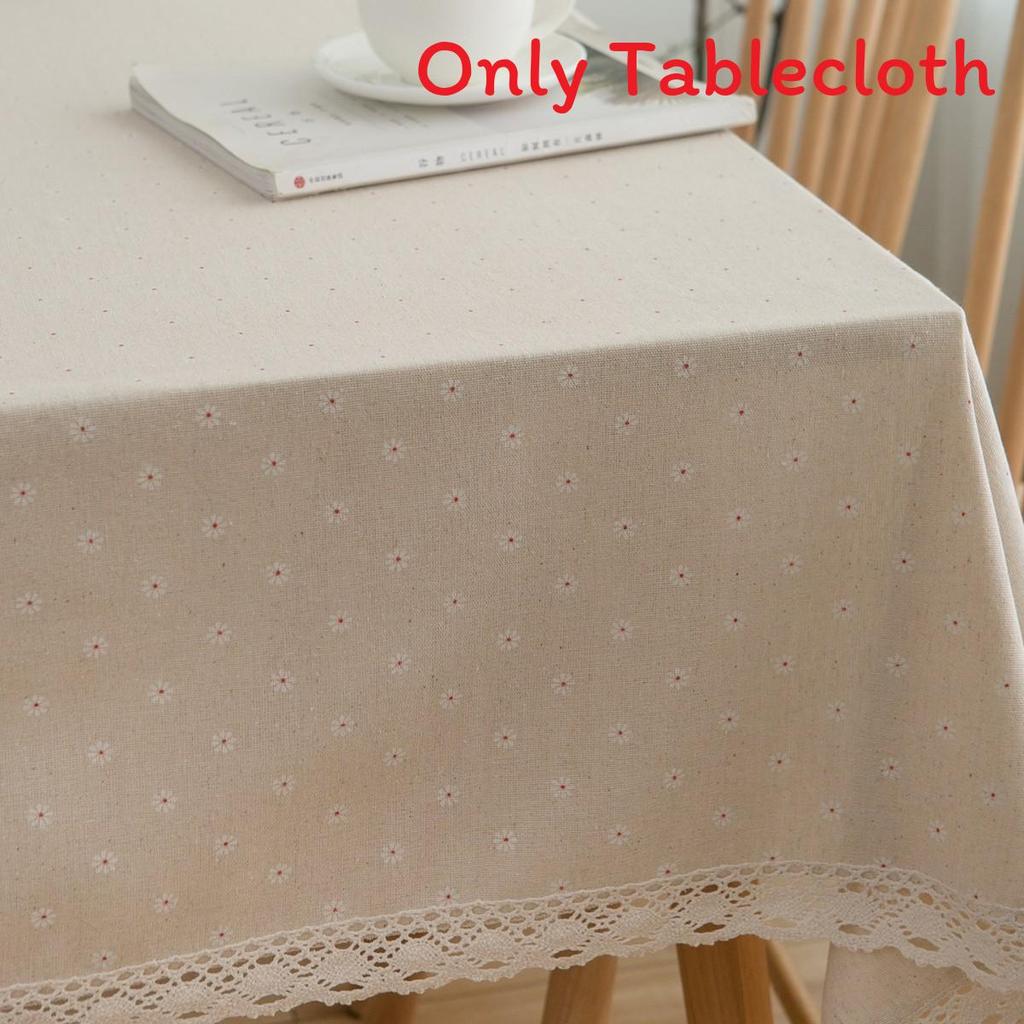 Modern French Country Rectangular Tablecloth Cotton Linen Floral Decor For Dining Room