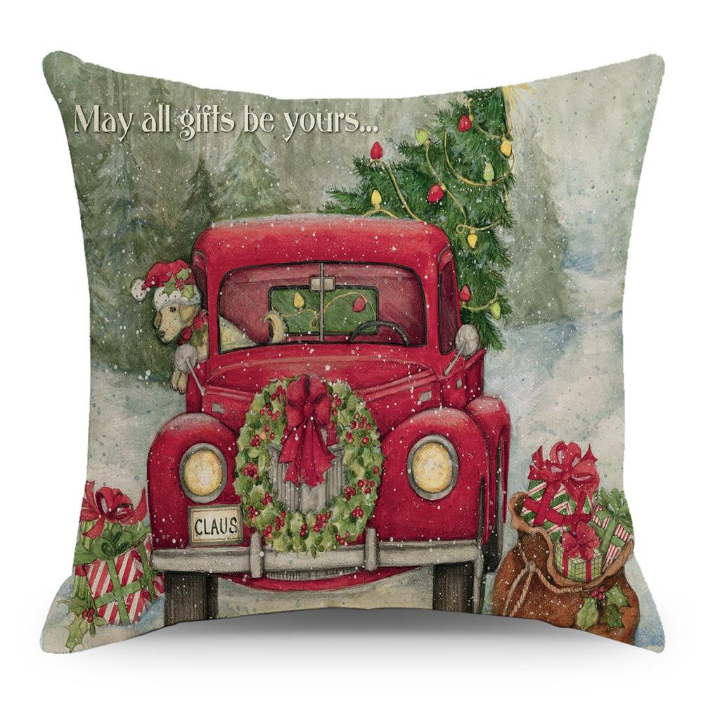 New Ins Style Christmas House Tree Christmas Pillow Pillow Case for Home Sofa Living Room