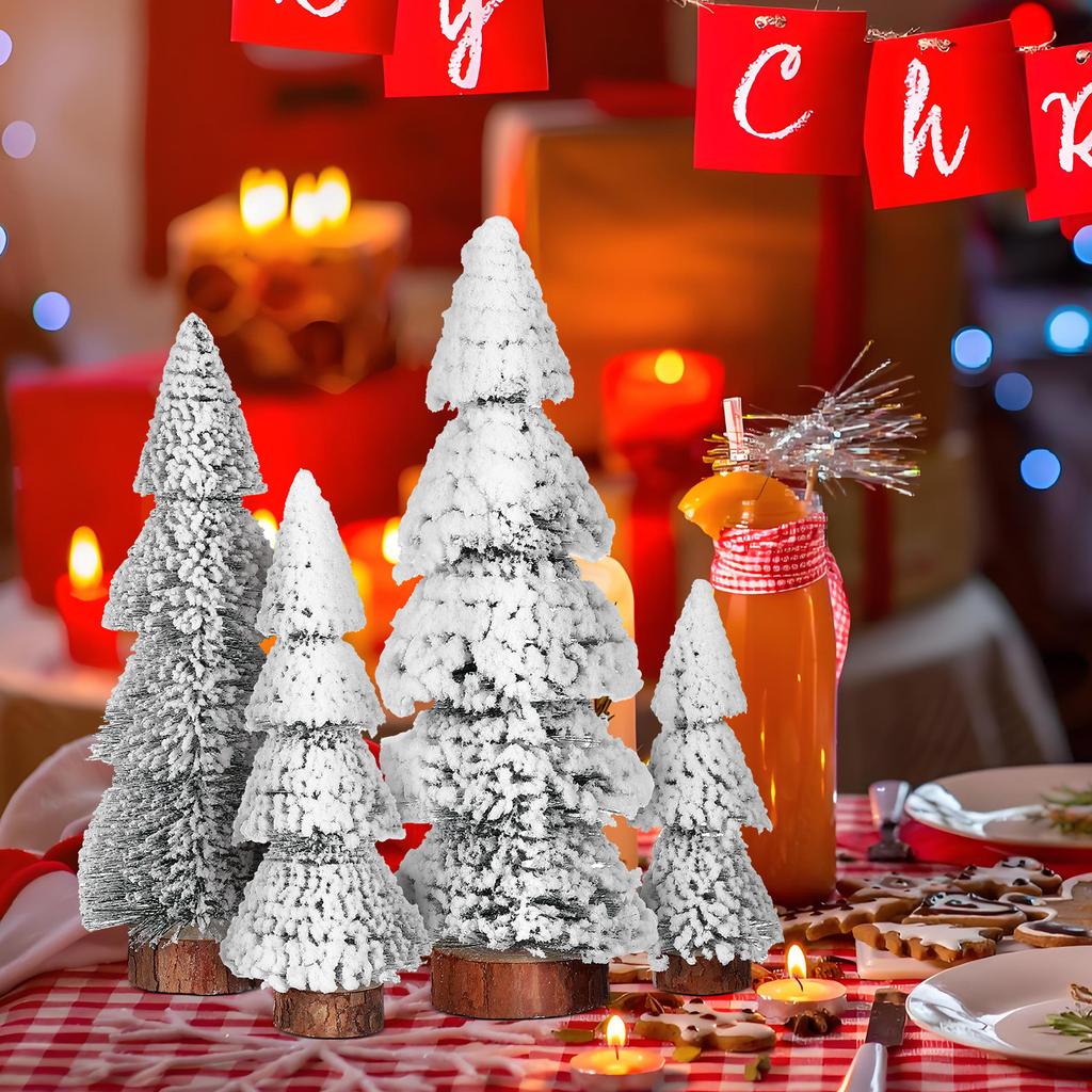 4Pcs Small Christmas Tree Decorations Artificial Pine Trees for Home Party Window Display Festive Tabletop Xmas Scene Setup