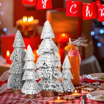 4 Stück Kleine Weihnachtsbaumdekorationen Künstliche Kiefern für Hausparty Fensterdekoration Festlicher Tischdekorations-Weihnachtsszenen-Aufbau