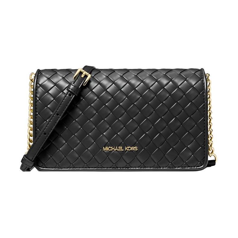 MICHAEL KORS Jet Set Gold Hardware PU Shoulder Bag Medium Women s Black чёрный