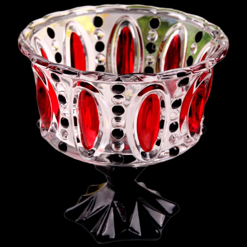 Tigela de Frutas de Vidro Vermelho Pintada à Mão Flavinmci