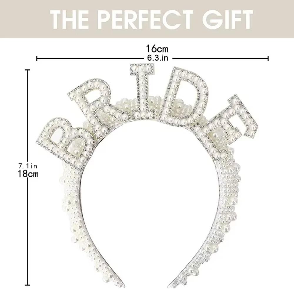 Bride To Be Pearl Crown Headband Bach Bachelorette Hen Party Bridal Shower Wedding Engagement Rehearsal Dinner Decoration Gift