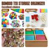 Tea Bag Holder Caddy with Compartments Keeping Tidy Bamboo Storage Organizer for Home Solid Multipurpose Tea Bag Organizer Box