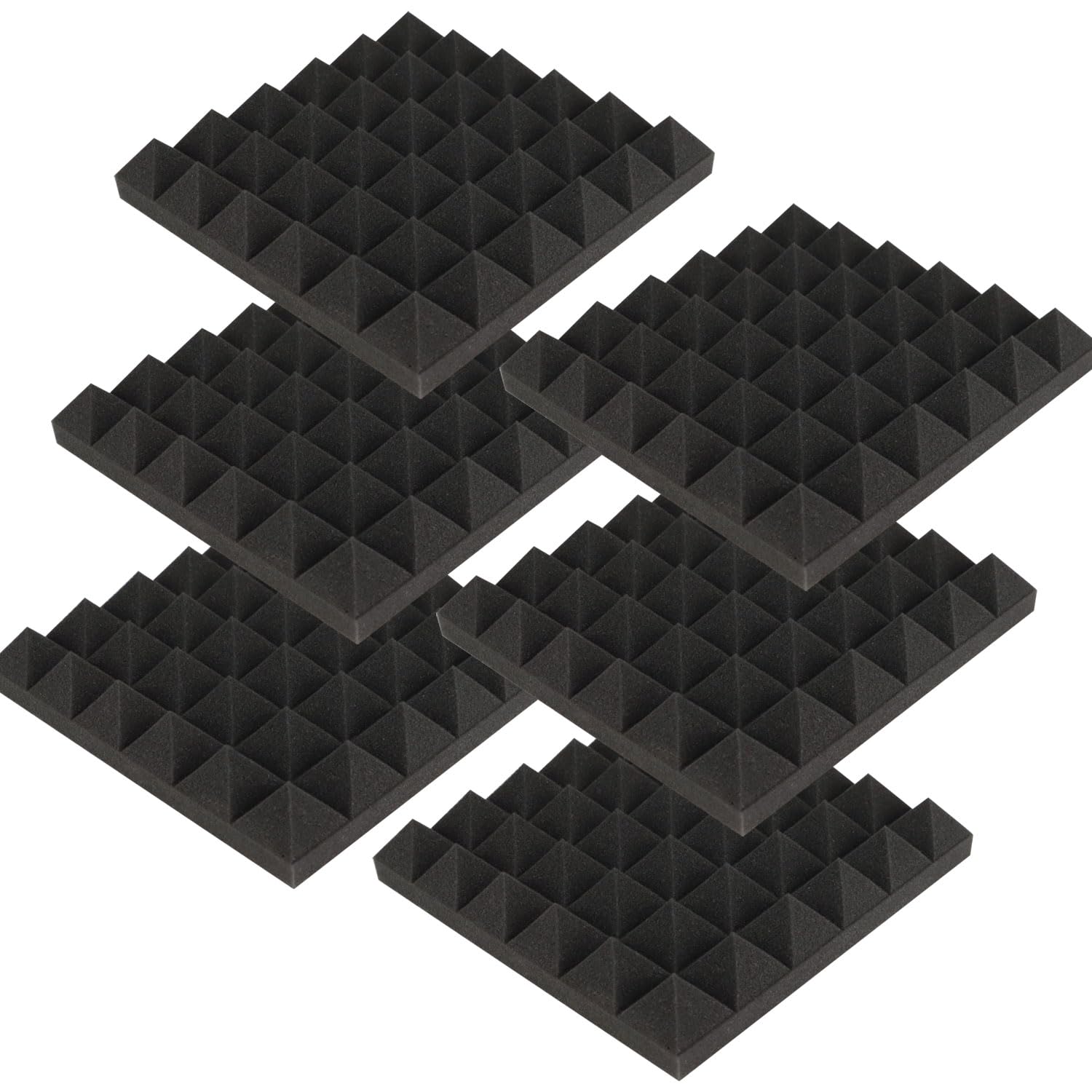 

Sound-Absorbing Sheet, Soundproofing Wall Material, Pyramid Shape, 30x30cm, Set of 6, Urethane Foam Panels with Adhesive Sheet, Room Acoustic