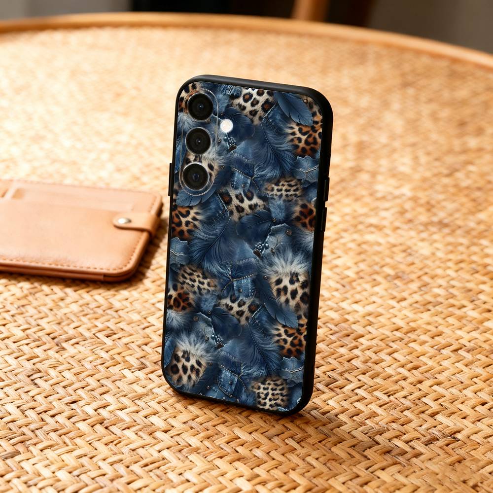 L-Luxury F-Fashion leopard Print  Phone Case For Samsung  A73,A21s,A22,A31,A32,A52,A53,A71,A80,Soft Black Shell