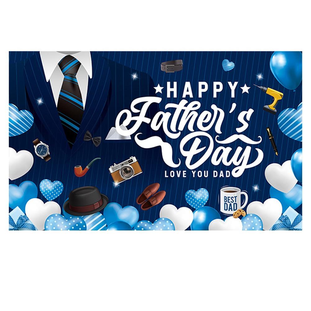 Gentleman Tuxedo Happy Father's Day Background Blue Party Photo Banner  Home Party Decor