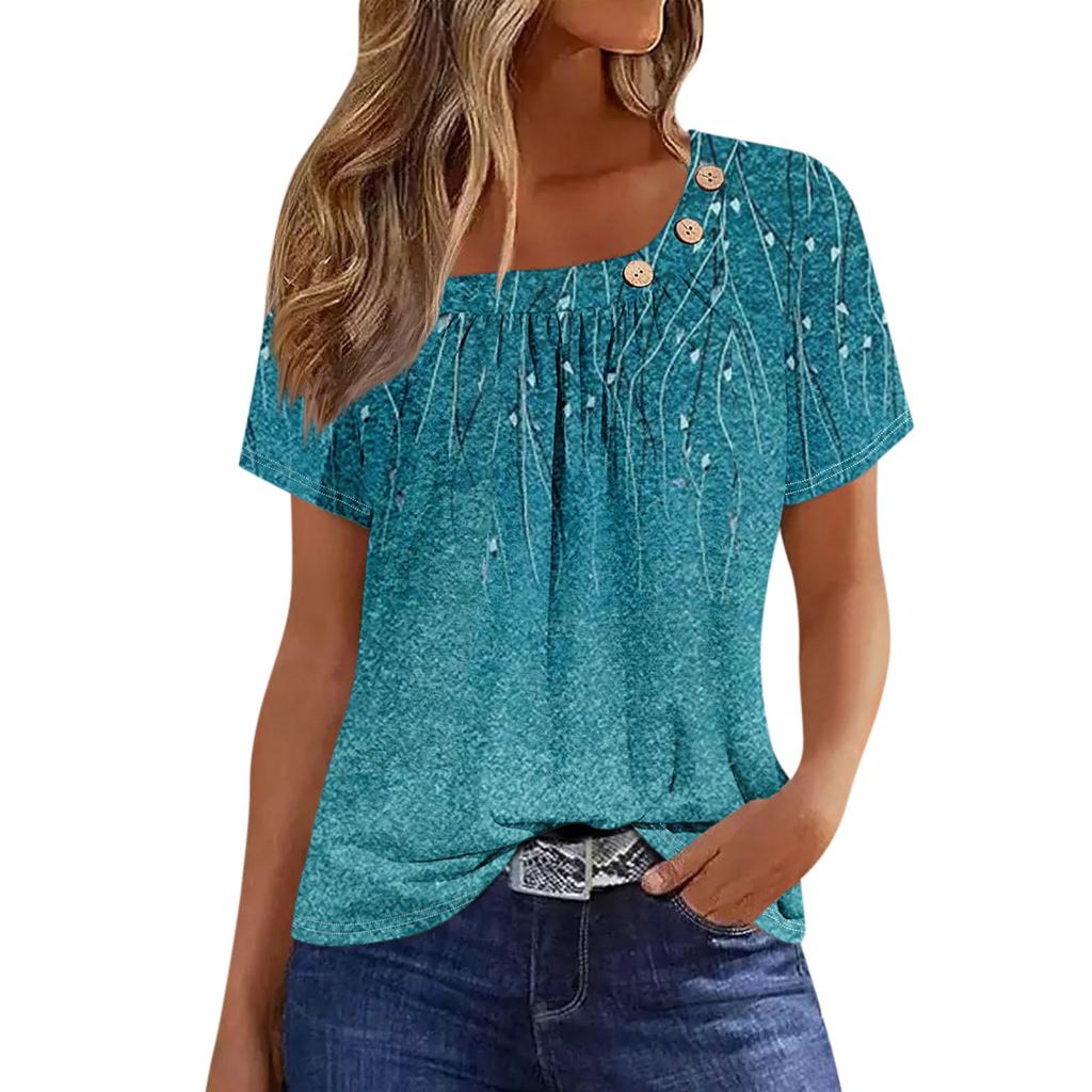 Summer Tops For Women Print For Women O-Collar Short Sleeve Comfy Womens Tops Tshirtss