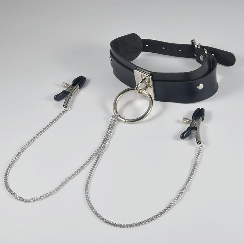 1Pc Nipple Ring With Choker Necklace Punk Style Long Chain Nipple Barbell Piercing Jewelry