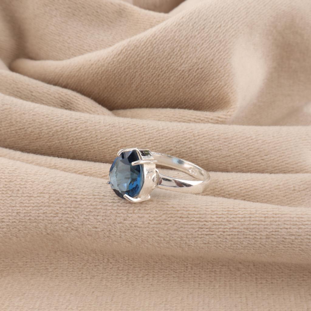 London Blue Topaz Gemstone 925 Sterling Silver Statement Jewelry Pretty Ring Gift For Wife RR-81-12