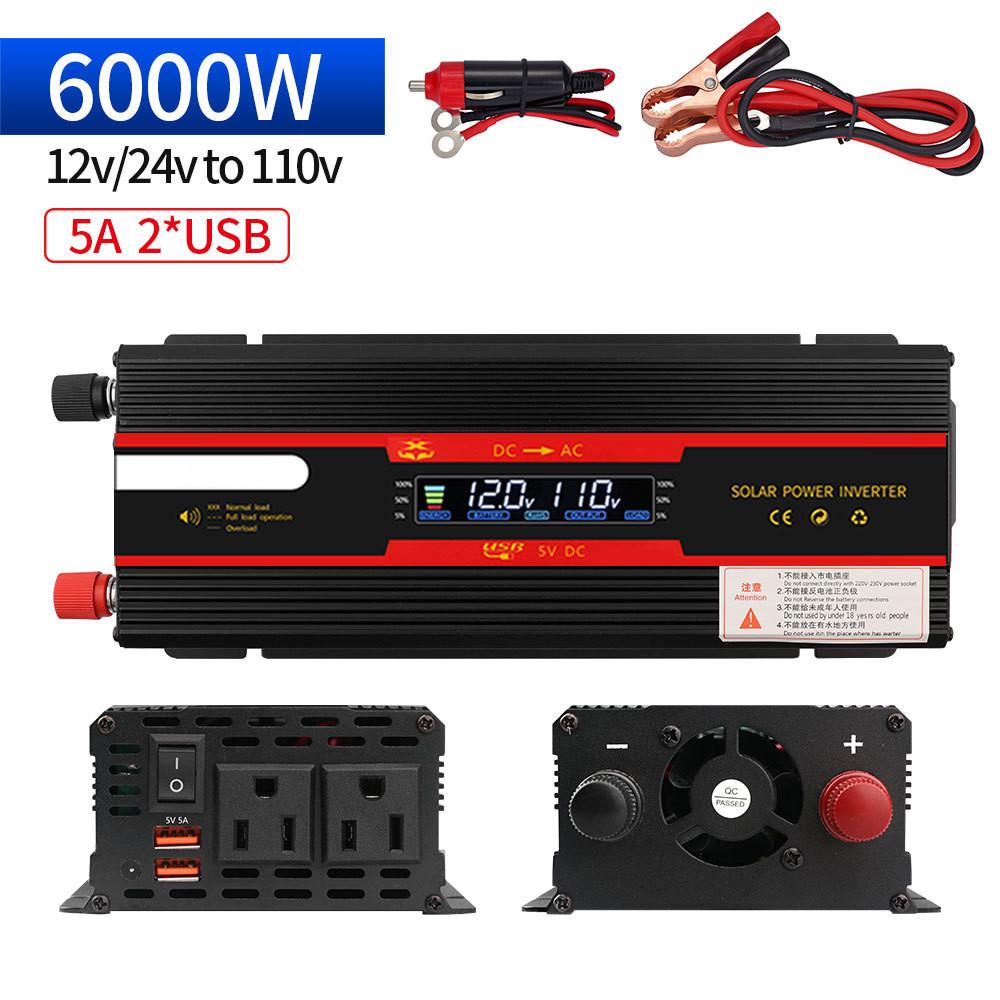 Solar Power Converter LED Intelligent Digital Display Voltage Transformer High power Portable Car Inverter