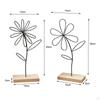 Iron Flower Bookend Sculpture Minimalist Metal Book Holder Decorative Wire Ornament for Bookshelf