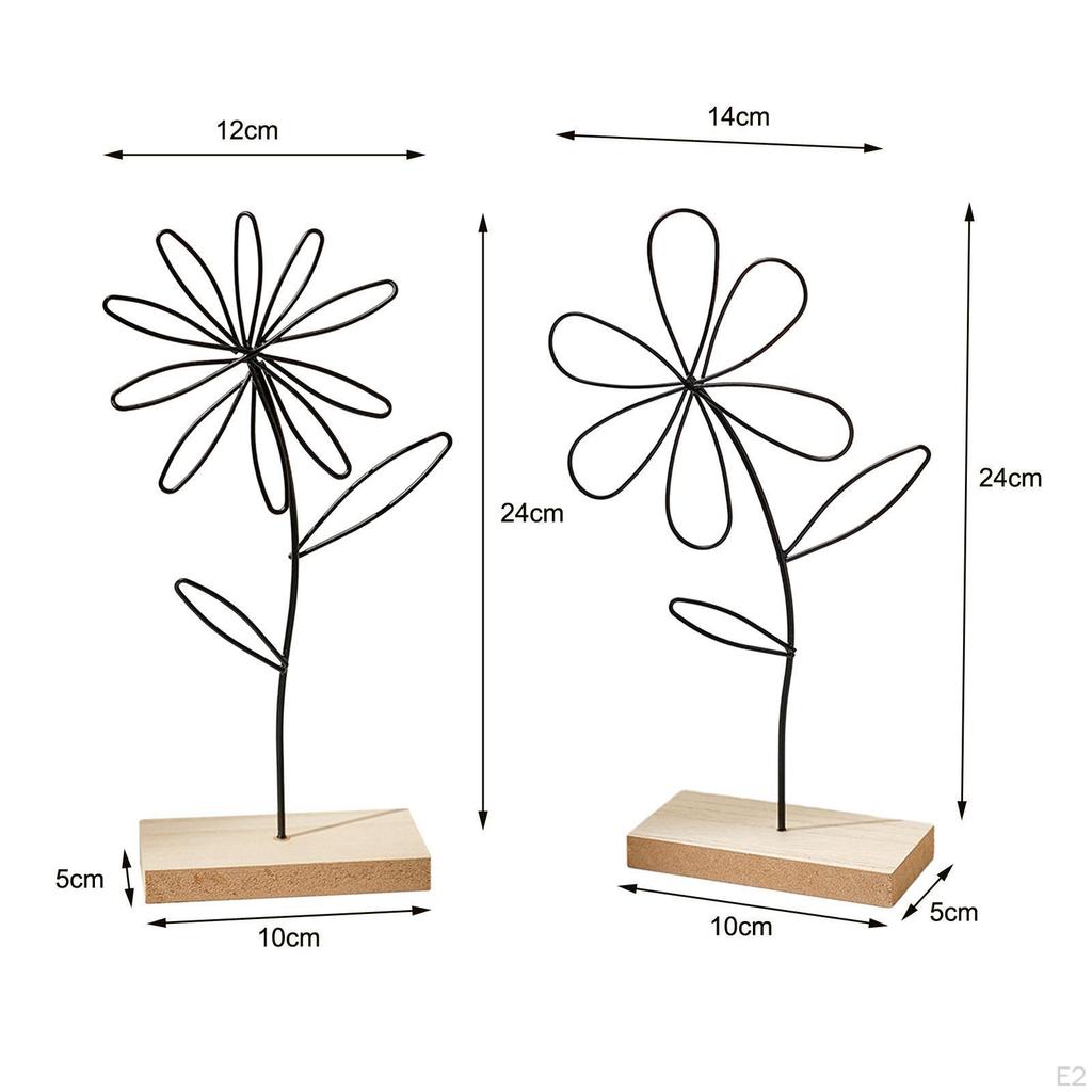 Iron Flower Bookend Sculpture Minimalist Metal Book Holder Decorative Wire Ornament for Bookshelf