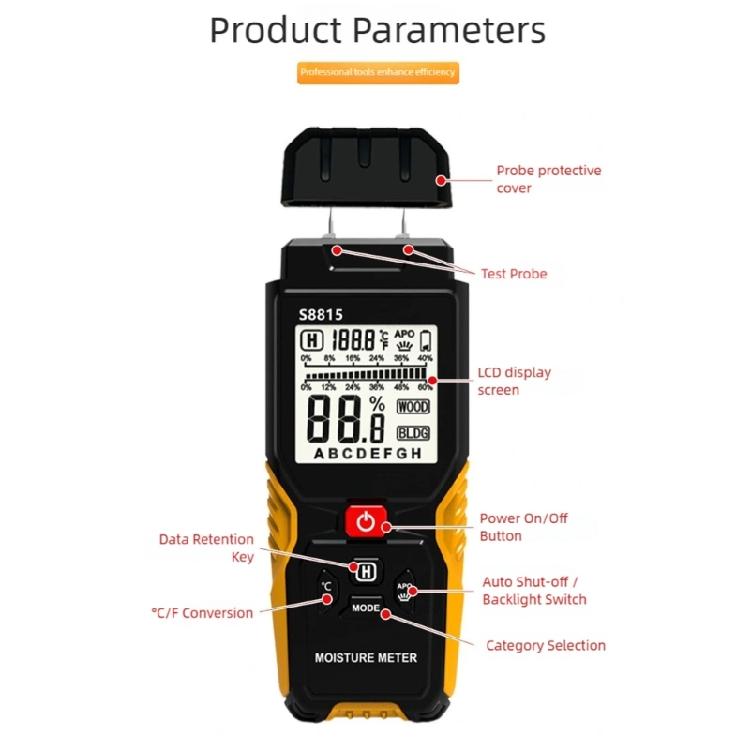 High Accuracy Wood Moisture Meter With LCD Digital Display Portable ABS Body For Construction Projects Home Renovators