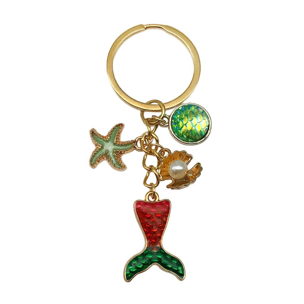 Creative Alloy Seashell and Pearl Keychain Pendant