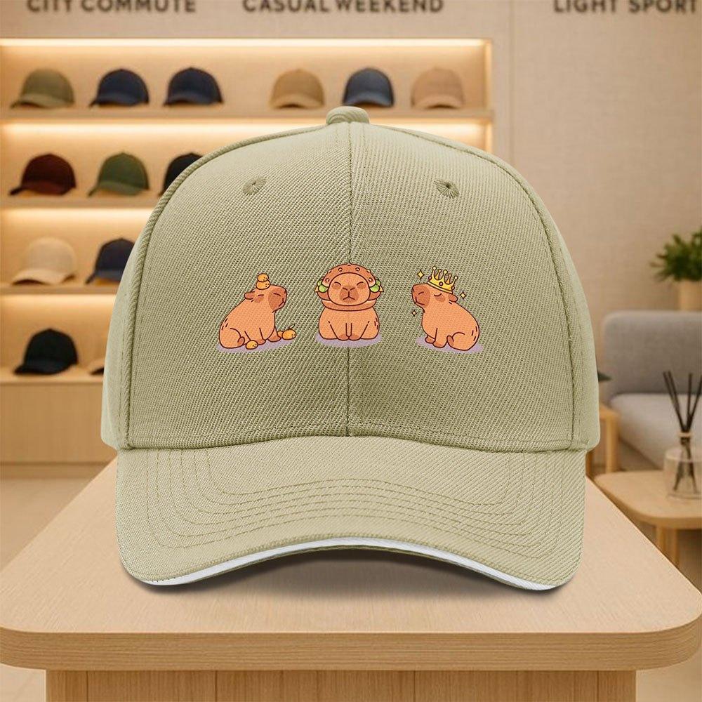 Cute Capybara Trio Baseball Cap Polyester Adjustable Unisex Adult Casual Sporty Hat