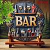 Vintage Metal Wall Sign Wine Bar Decor 2D Round Flat Art For Man Cave Cafe