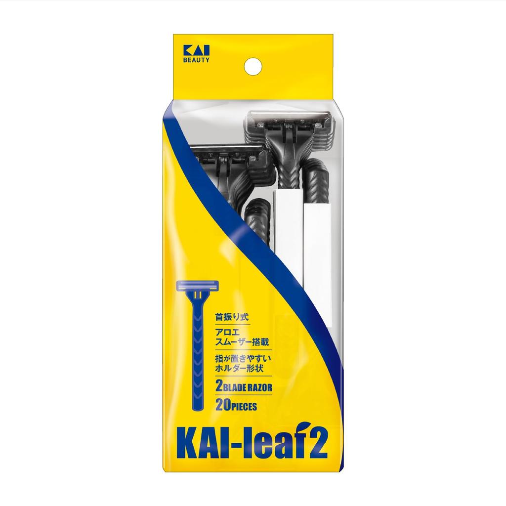Kai Corporation KAI leaf2 large disposable beard shaving GA0123 20-pack, 2-blade, capacity, razor, razor,