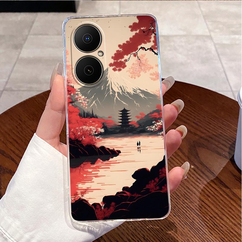 For Huawei Nova Y73 Fashion Beach Seaside Case For Huawei Nova Y73 Clear TPU Soft Cover Anti-scratch Couple Protective Shell