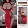 Sex underwear sexy hollow witch uniform set hot lace-up cheongsam high split skirt nightclub outfit