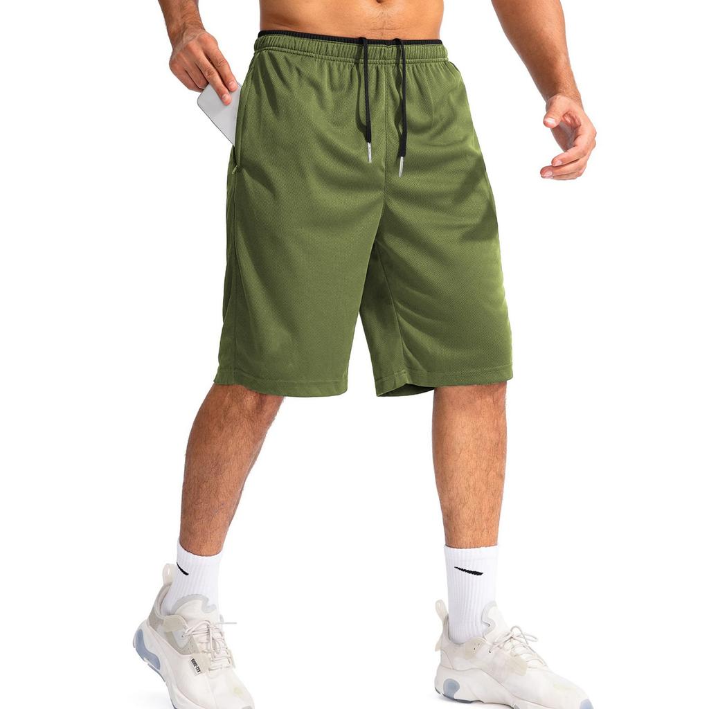 Men's Athletic Running Shorts with Zipper Pocket Lightweight Quick Dry Gym Shorts Casual Beachwear Five Inch Inseam