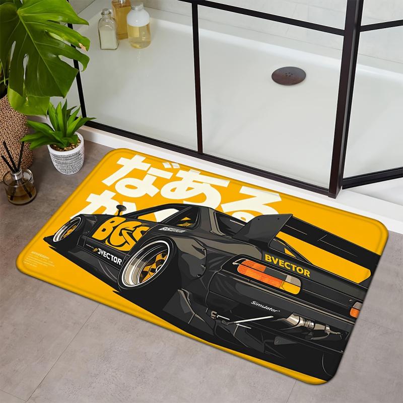 VIKAMA Racing Trend Entrance Floor Rug Anti-Slip and Easy-to-Clean Bathroom Mat for Living Room Home Decoration Carpet