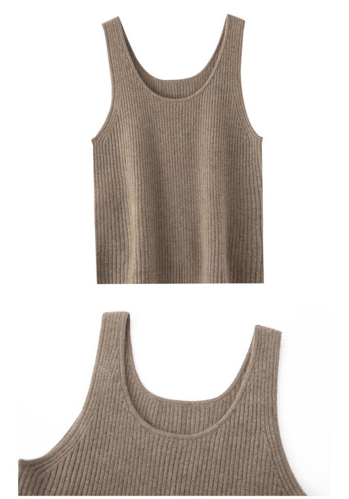 Le Kasha Women's 100% Cashmere Vest: Round Neck, Sleeveless Knit, Versatile Autumn/Winter Layer.