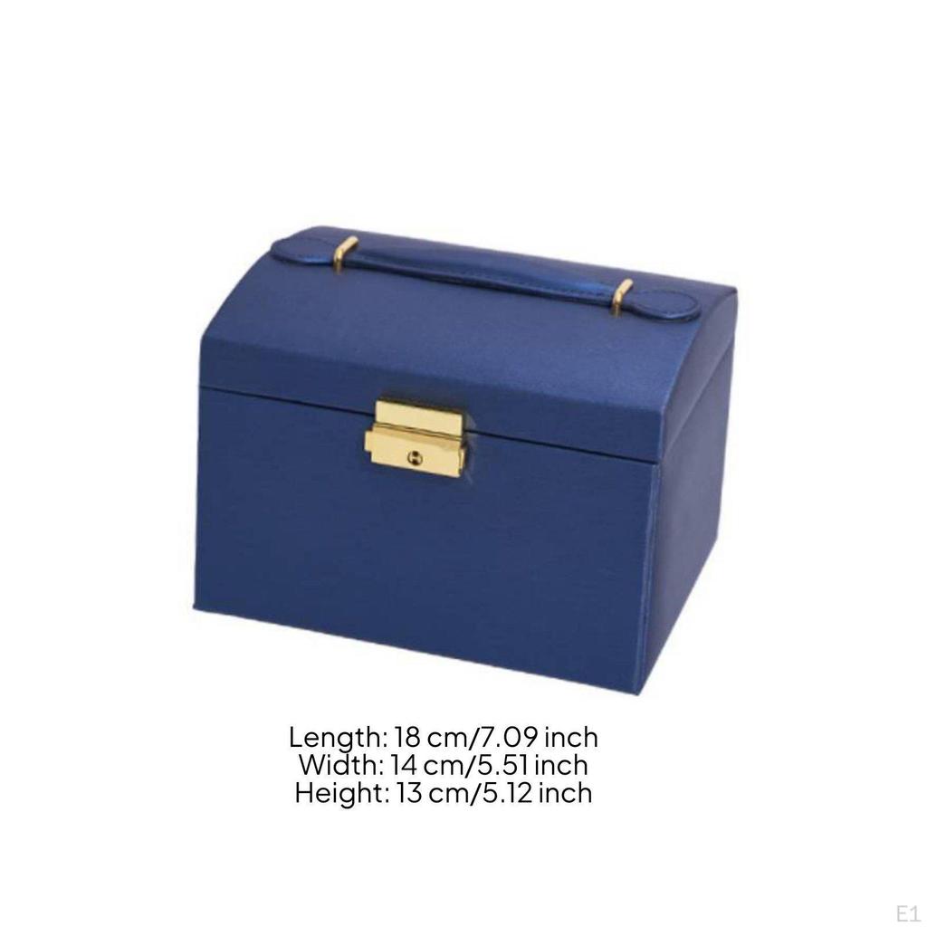 Three Layer Jewelry Box Multi Compartment Lockable Large Capacity for Dressing Table,