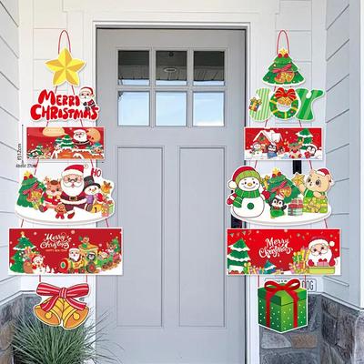 Christmas Cartoon Door Curtain & Hanging Flag for Home & Store Decoration
