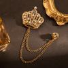 Vintage Crown Fringed Chain Fashion Brooch Dress Light Luxury High Sense Rhinestone Accessories Brooch