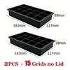 4/6/8/15 Grids Ice Cube Molds Food Grade Silicone Ice Cube Flexible Ice Molds with Lids Big Square Cubed Ice Trays for Whiskey 5