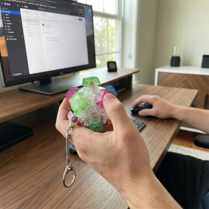 Keyboard Style LED Light Up Keychain Fidget Toy with 12 Clickable Buttons Stress Relief for Kids Backpack Decor