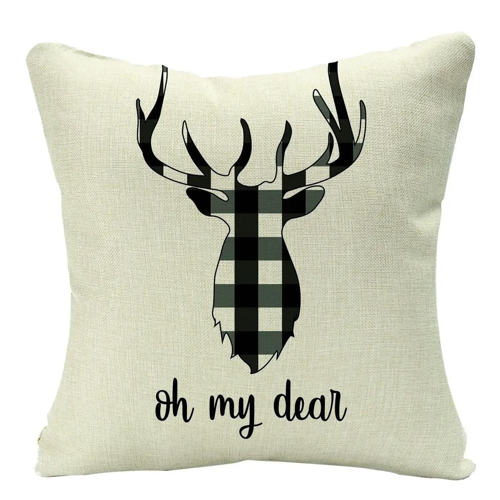 Christmas Cushion Cover Xmas Decorative Farmhouse Buffalo Check Pillowcase Holiday Party Decor Pillow Cover for Living Room Seat
