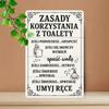 Vintage Polish Toilet Rules Metal Sign 7.8x11.8 Inch, Humorous Bathroom Wall Art, Rustic Iron Plaque
