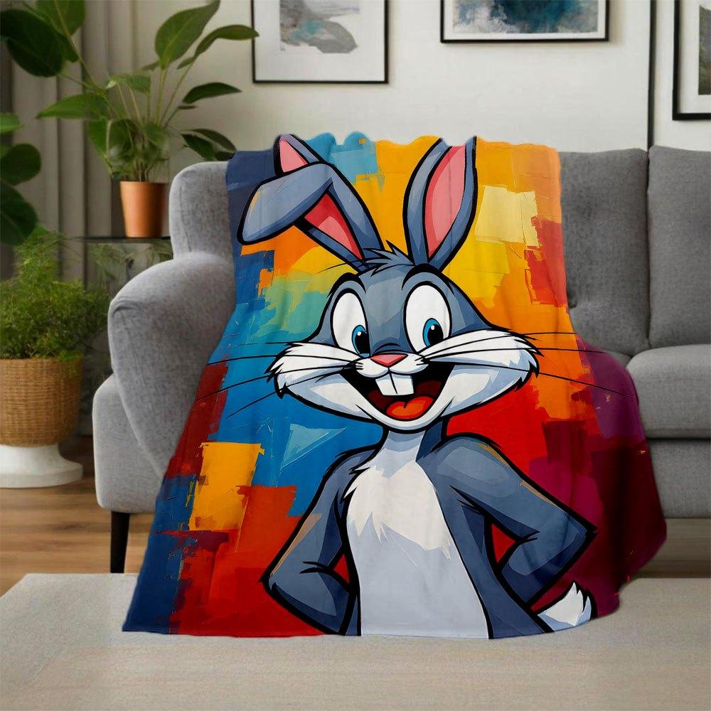 "Looney Tunes Bugs Bunny Art Print Poster"Blanket Flannel Throw Blanket for Sofa, Bed, Travel, Camping, Office