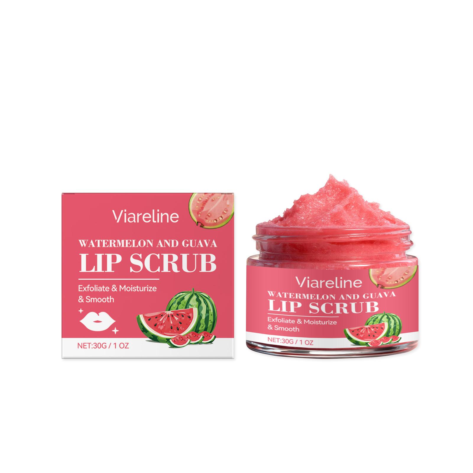 Gentle exfoliating, delicate and soft watermelon and guava lip scrub 30g