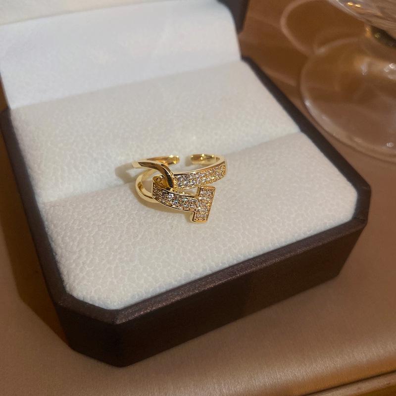 Korean Geometric Zircon Diamond Luxury Index Finger Ring - Versatile Fashion Jewelry for Women